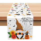 Aperturee - Aperturee Halloween Table Runner with Floral Spider Web and Pumpkin for Gothic and Whimsical Spooky Decor